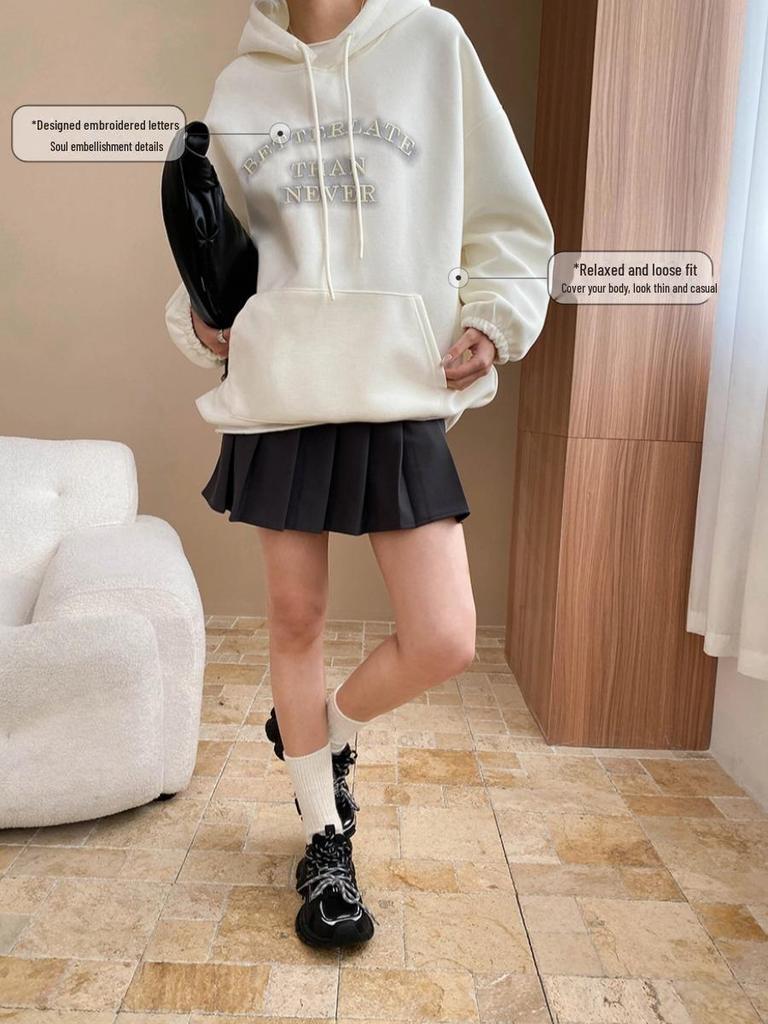 Синан Весенняя толстовка с капюшоном и вышитыми буквами в стиле пустоши SN7097