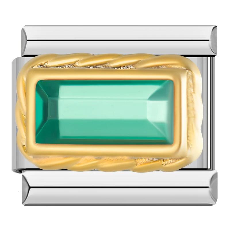 2023 Мода Сердце Эллиптический Прямоугольник CZ Шарм Итальянские Звенья Подходит Для Браслета 9 мм Из Нержавеющей Стали Изготовление Ювелирных Изделий DJ692