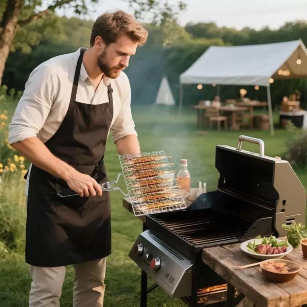 Lockable Design Grill Basket Food Grade Stainless Steel BBQ Grill Basket Outdoor Camping