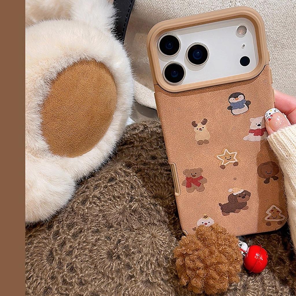 Autumn and Winter Small Animals for Apple 17 Mobile Phone Case 15/14 Leather for Redmi K80 Protective Cover Brown 16 High-end
