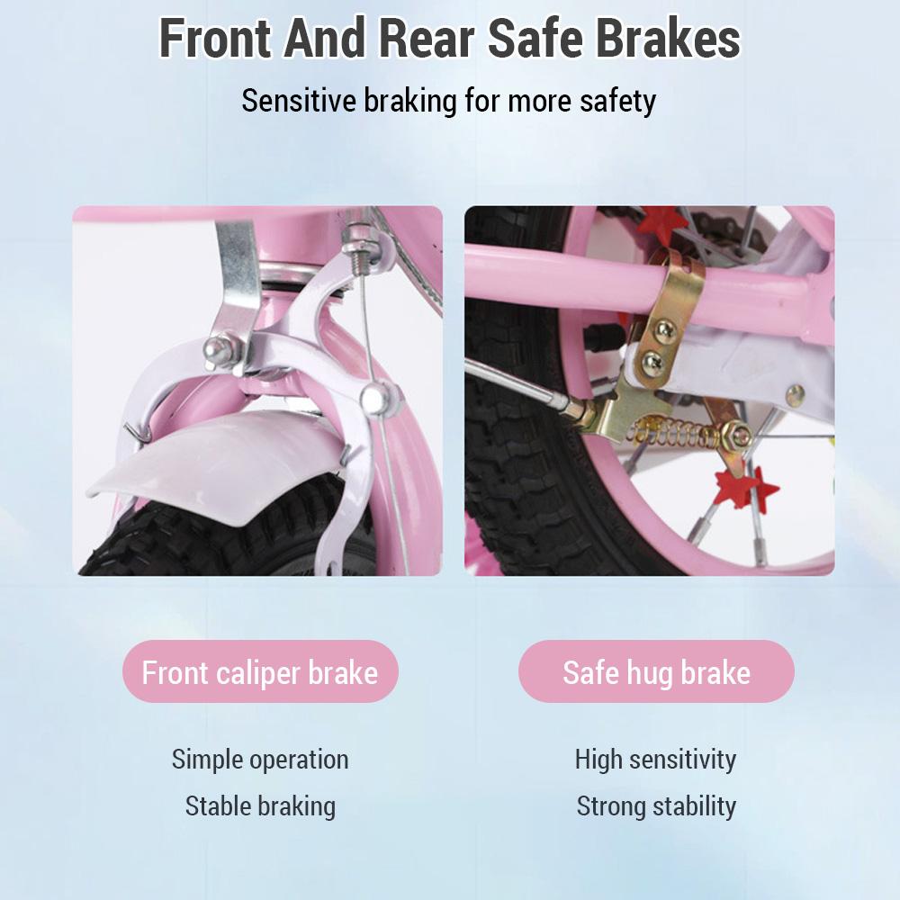 Детский велосипед 12–20 дюймов для девочек в возрасте от 3 до 13 лет с тренировочными колесами, корзиной, защитной сеткой Fash