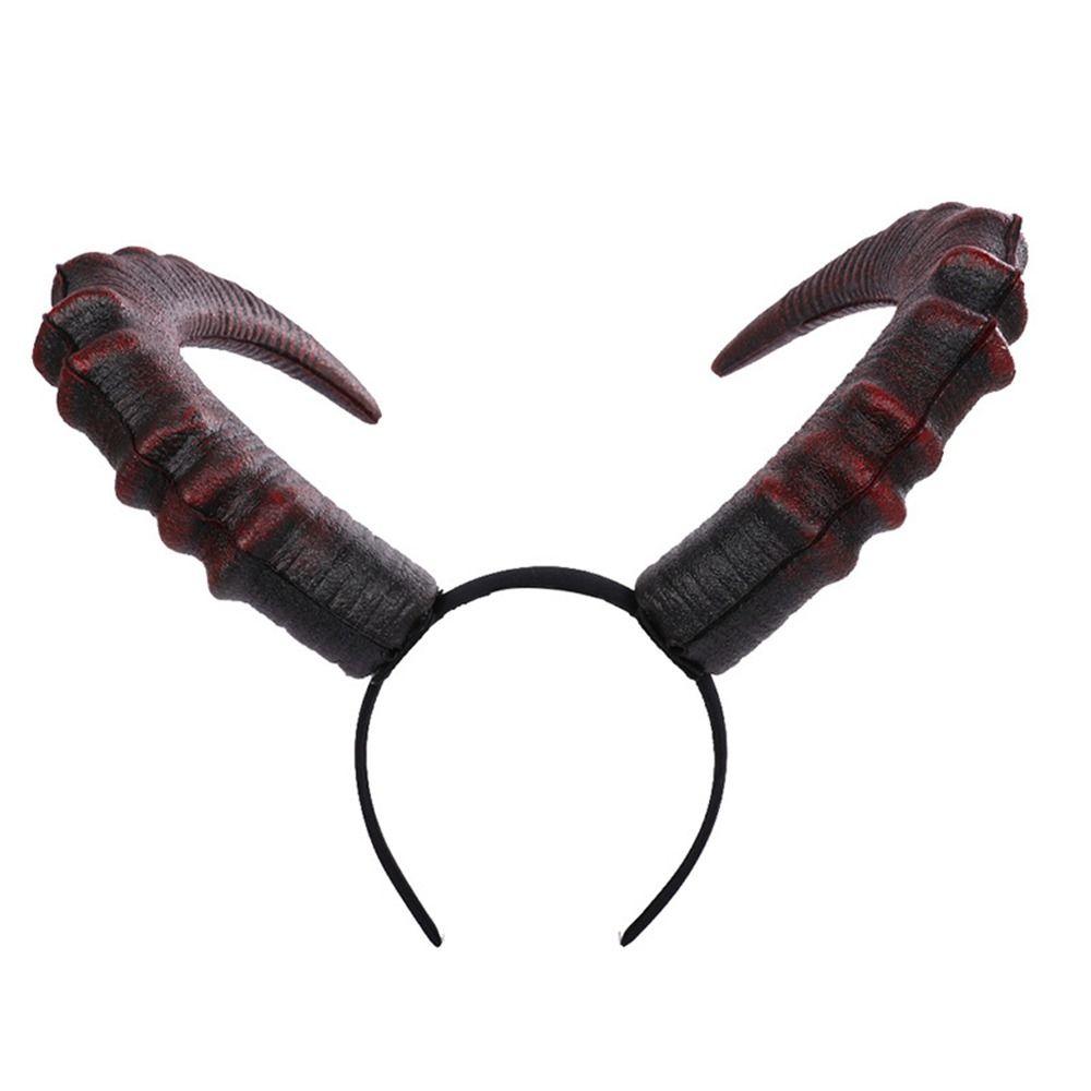 Headpiece Halloween Demon Horns Headband Pu Devil Ox Horn Hairband Novelty   Dressing Up Props