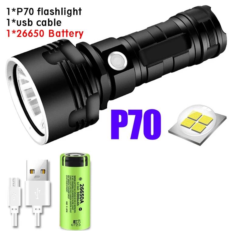 Most Powerful LED Flashlight XM-L2 XHP70 Outdoor LightingTactical Torch USB Rechargeable  Waterproof Lamp Ultra Bright Lantern