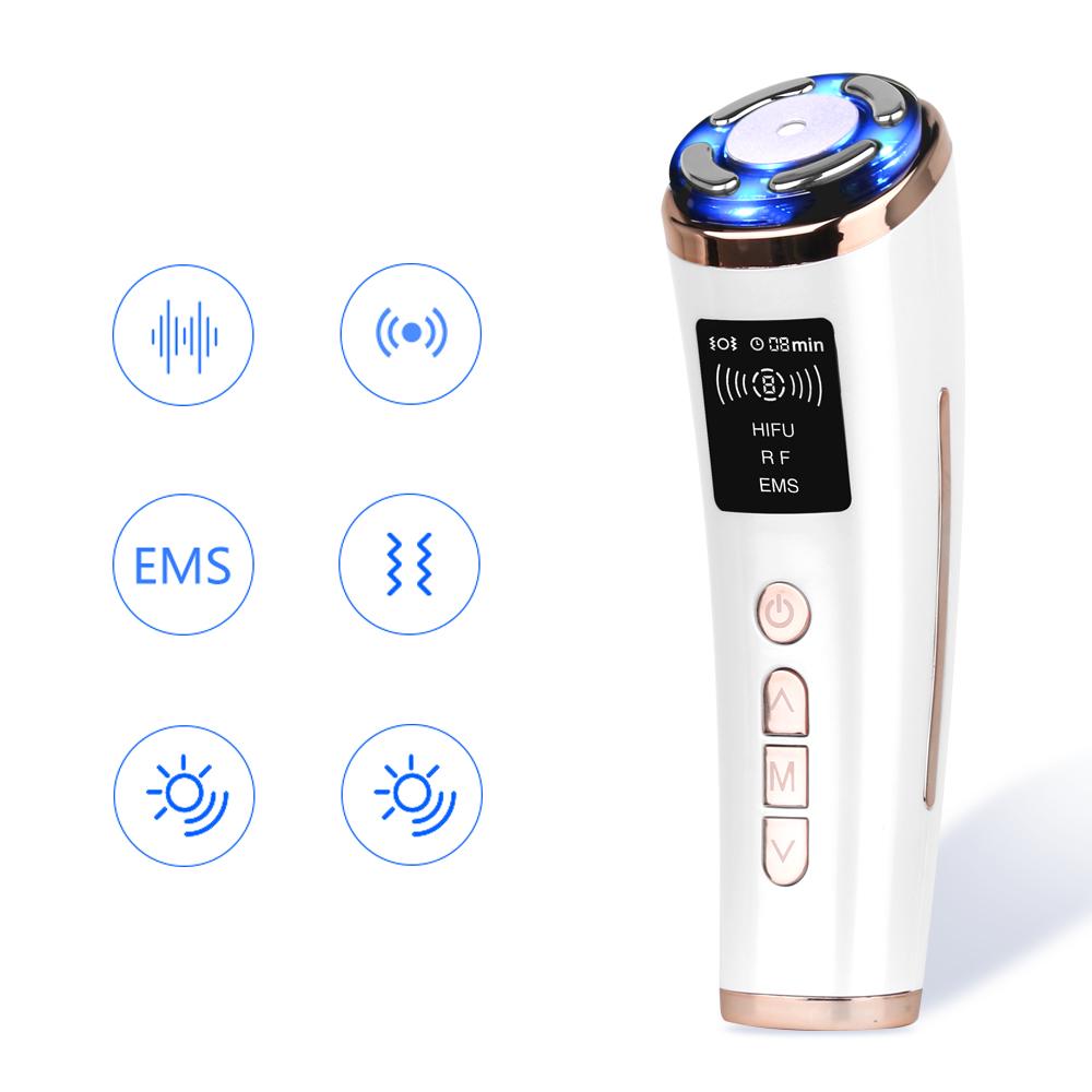 4-In-1 Face Massager Facial Lifting Device HiFu Ultrasound RF EMS Vibration Facial Beauty Device Face Neck Lifting Tightening Anti Wrinkle Skin Care