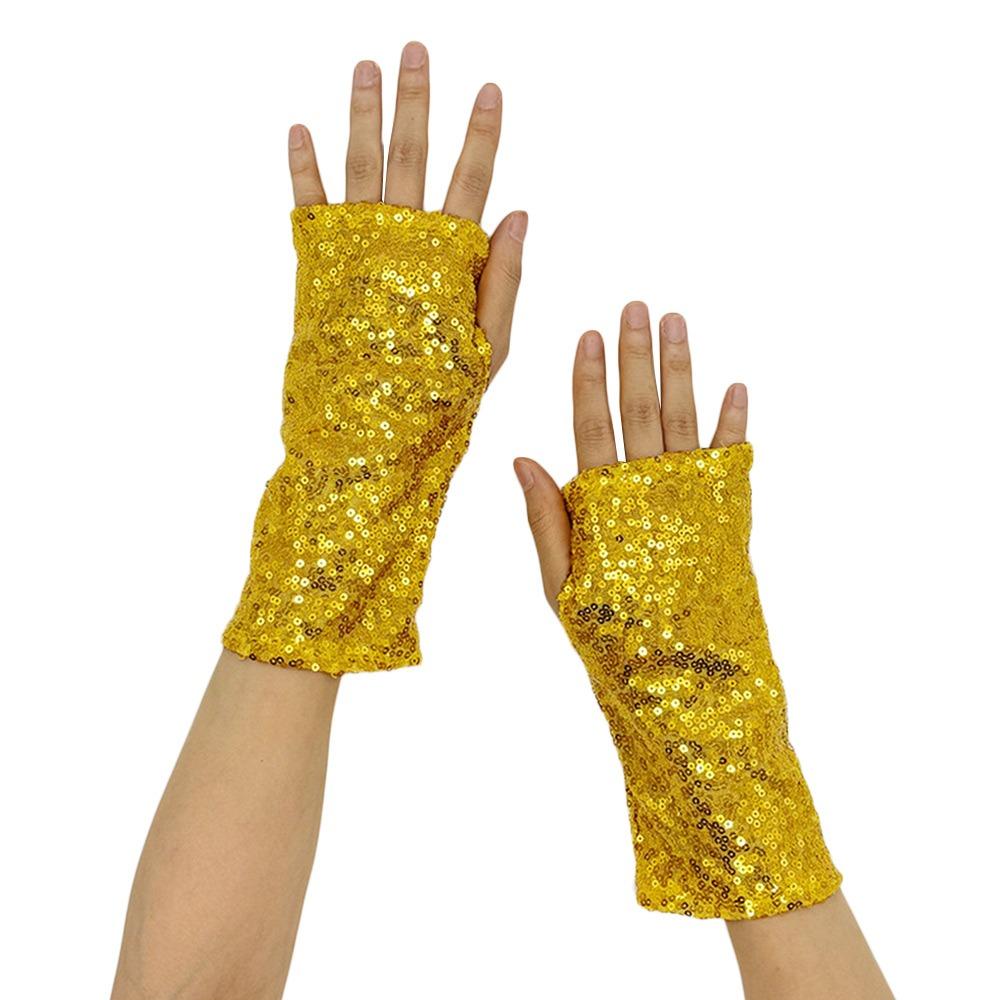 Vintage Cosplay Mittens Fingerless Dancing Gloves Fashion Sequins Gloves Party Club