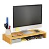 Wooden Computer Elevated Rack Monitor Stand Riser with Storage Compartment Easy Installation Office Desk Storage Organizer Laptop Holder