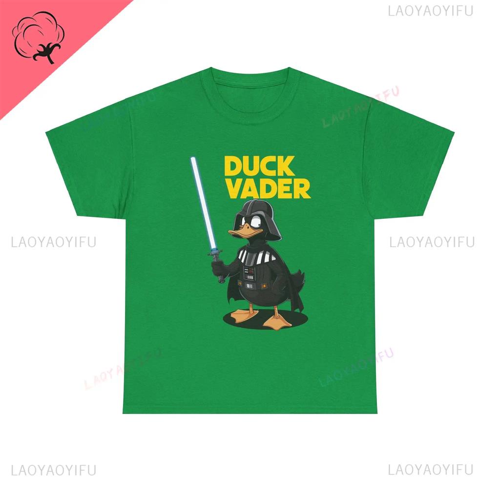 Vintage Ropa Hombre Duck Vader Funny T-Shirt Duck Darth Vader Parody High Quality Cotton Summer Hip-hop Men Streetwear Cotton