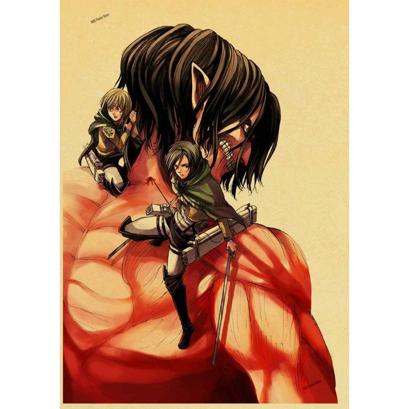 Винтажный классический аниме «Атака Титанов», сезон 4, постер, крафт-бумага, плакаты, настенный художественный декор, домашняя комната, бар, художественная роспись, настенные наклейки