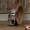 Модный Ретро Потертый Кожаный Ремень с Морщинами для Мужчин и Женщин Натуральная Кожа Первый Слой Коровья Кожа Повседневный Джинсовый Ремень