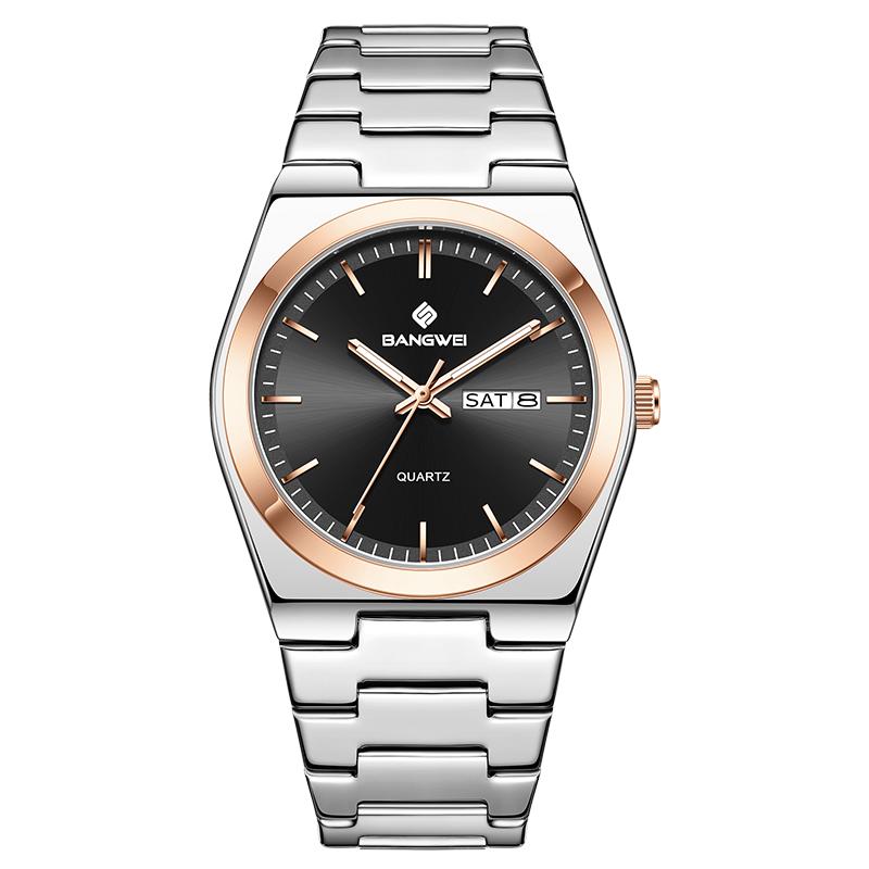 Bangwei Ultra Thin Quartz Watch Men Women Minimalist Style Waterproof Luminous Wristwatch Comfortable Strap Daily Office Gift