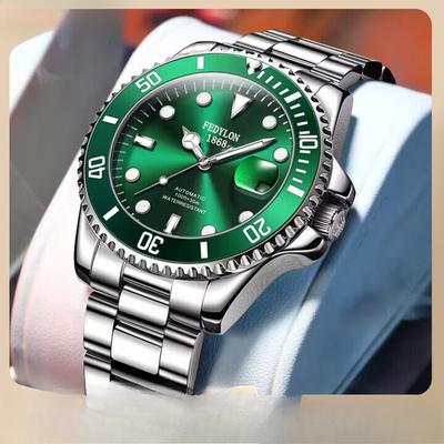 Новые мужские светящиеся водонепроницаемые часы Green Water Ghost, автоматические студенческие механические кварцевые часы