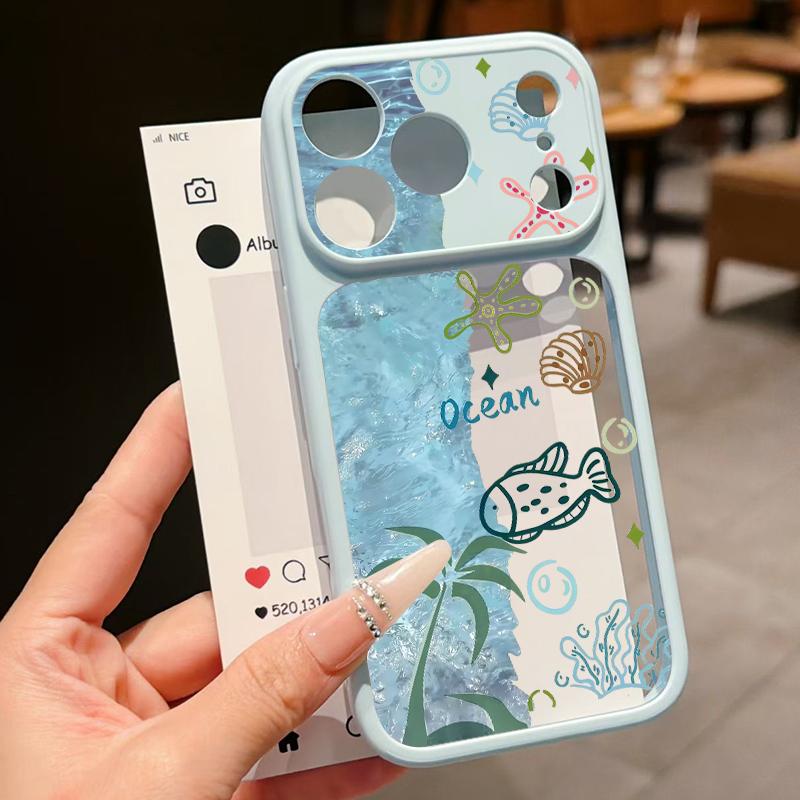Чехол с принтом 'Акула и Рыбы Океана' для iPhone 17 Pro Max Гибридный TPU+PC Прозрачная Задняя Панель Жесткая Крышка для iPhone 16 15 14 13 Pro Max