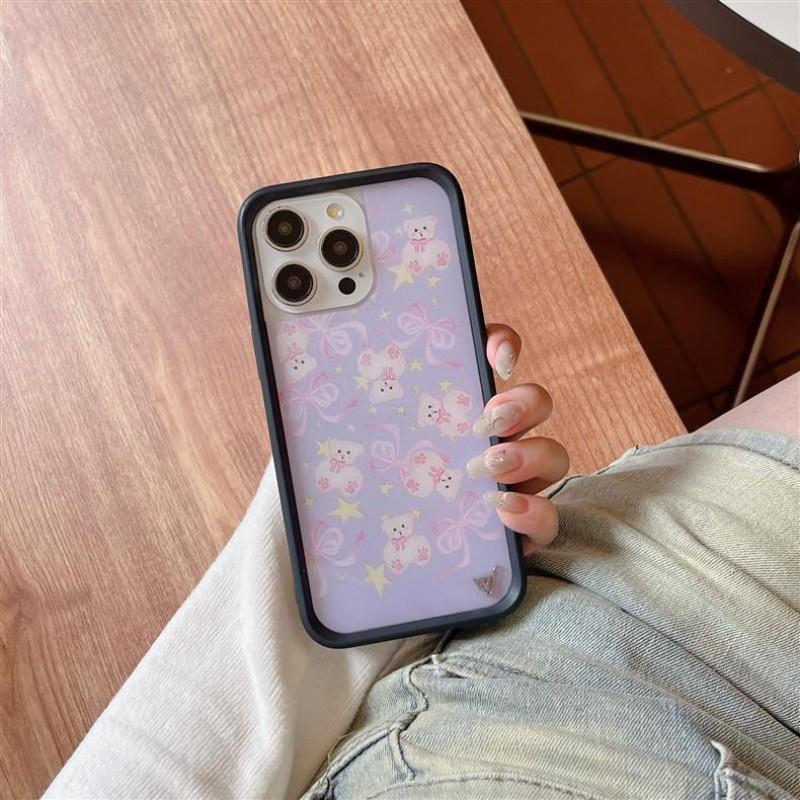 Phone Case IPhone 17 Pro Max 16 15 14 13 12 Cute Bear Bow Design Shockproof Protective Cover