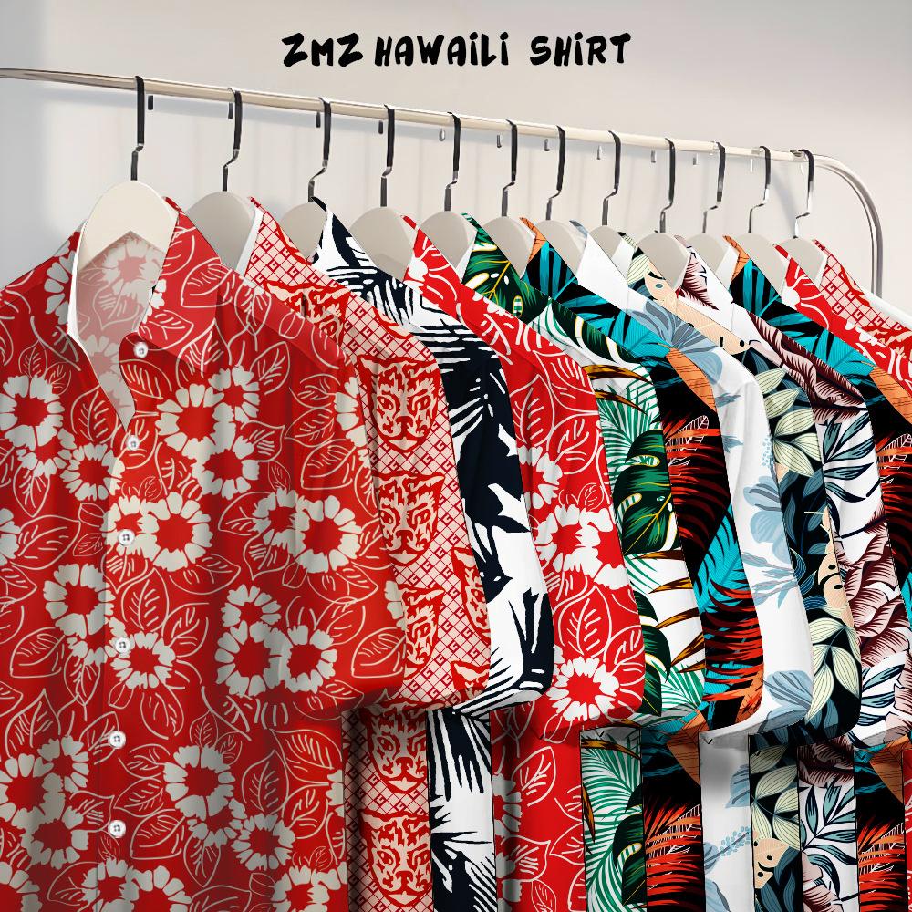 Men'S Lapel Short Sleeve Beach Harbor Style Printed Shirt Men'S Hawaiian Thin Holiday Flower Shirt Casual Top