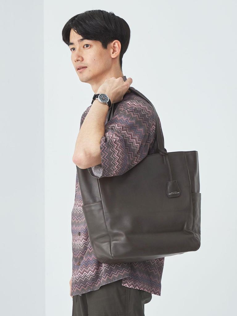 United Arrows Green Label Relaxing SC GLR Functional Leather Tote Bag, Vertical, V2, 32326991306, 2900 DK.BROWN (29), Free Shipping