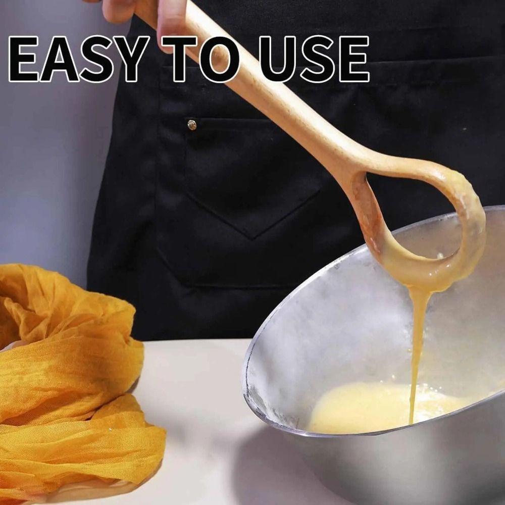 Comfortable Grip Wooden Dough Whisk Long Handle Manual Stirring Rod Egg Whisking