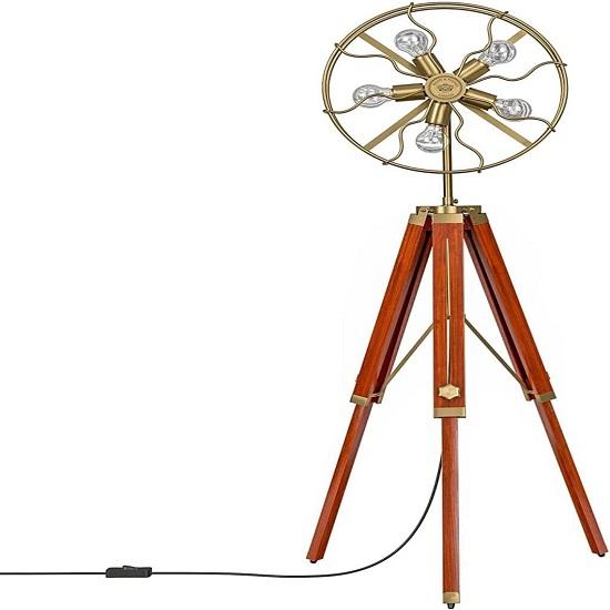 Handmade Wooden Tripod Fan Shape 5 Light Floor Lamp with Morden Looks Adjustable Wooden Tripod Floor Lamp Christmas Gifts Home Decor