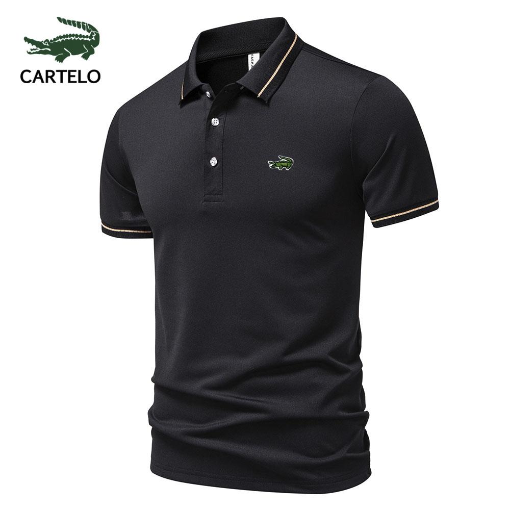 CARTELO Летняя новая спортивная повседневная футболка с вышитыми лацканами 2025 года, влагоотводящая и потоотводящая рубашка-поло