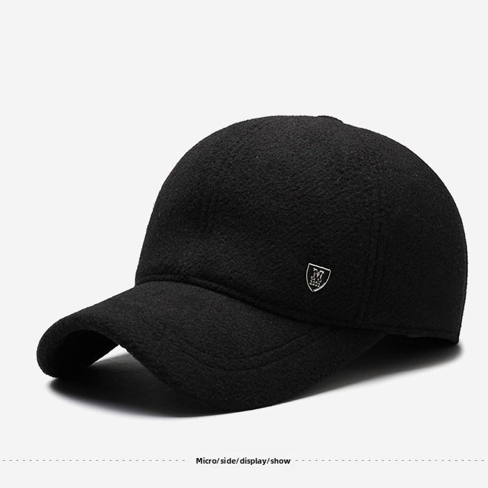 Solid Simple Color Middle Aged Warm Windproof Baseball Cap For Autumn And Winter