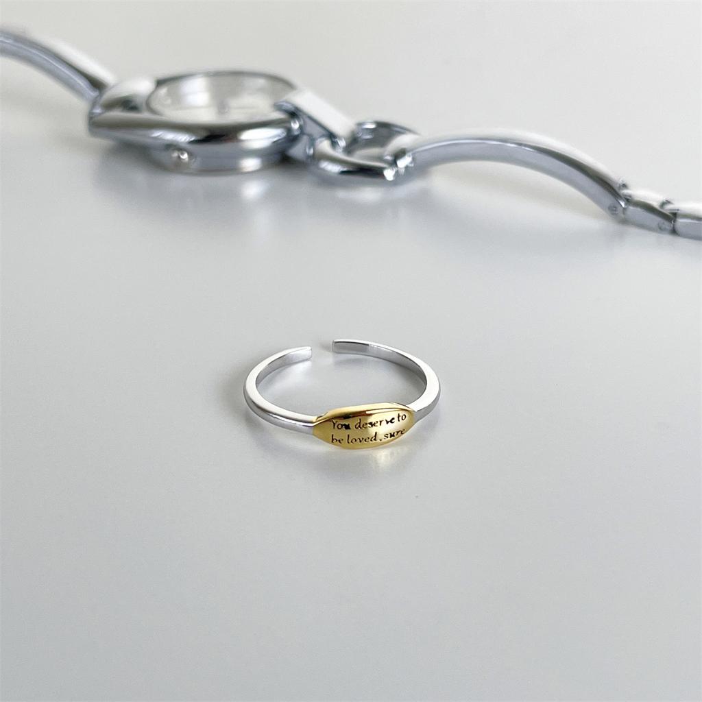 Простое ретро кольцо с контрастными цветами и английскими буквами, женское кольцо на указательный палец из стерлингового серебра 925 пробы, модное новое кольцо на палец, модное