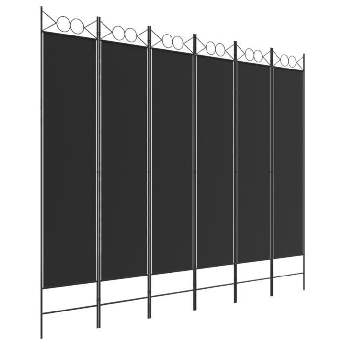 350161 vidaXL Room Divider 6 Panels Black 240x200 Cm Fabric