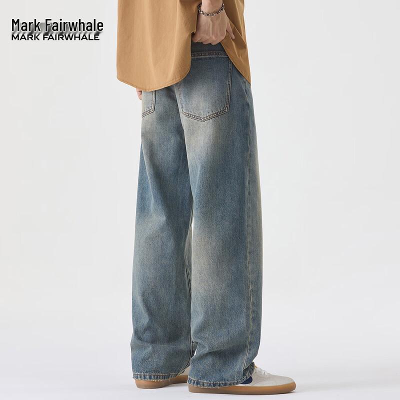 Мужские джинсы Mark Fairwhale светло-голубые, вываренные, прямого кроя, свободного покроя