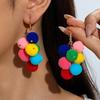 1 пара милых элегантных разноцветных полиэстеровых серег-подвесок с шариками и кисточками, подходящих для повседневного ношения и вечеринок