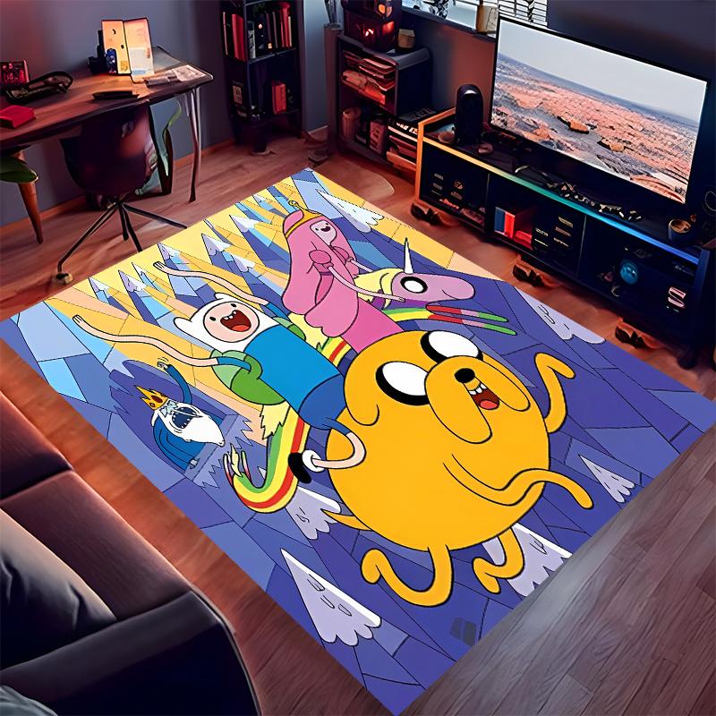 Adventure Time Printed Absorbent Washable Carpet, Non-Slip Bathroom Mats, Kitchen Rugs, Yoga Mat,Living Room Entrance, Camping Picnic Rugs