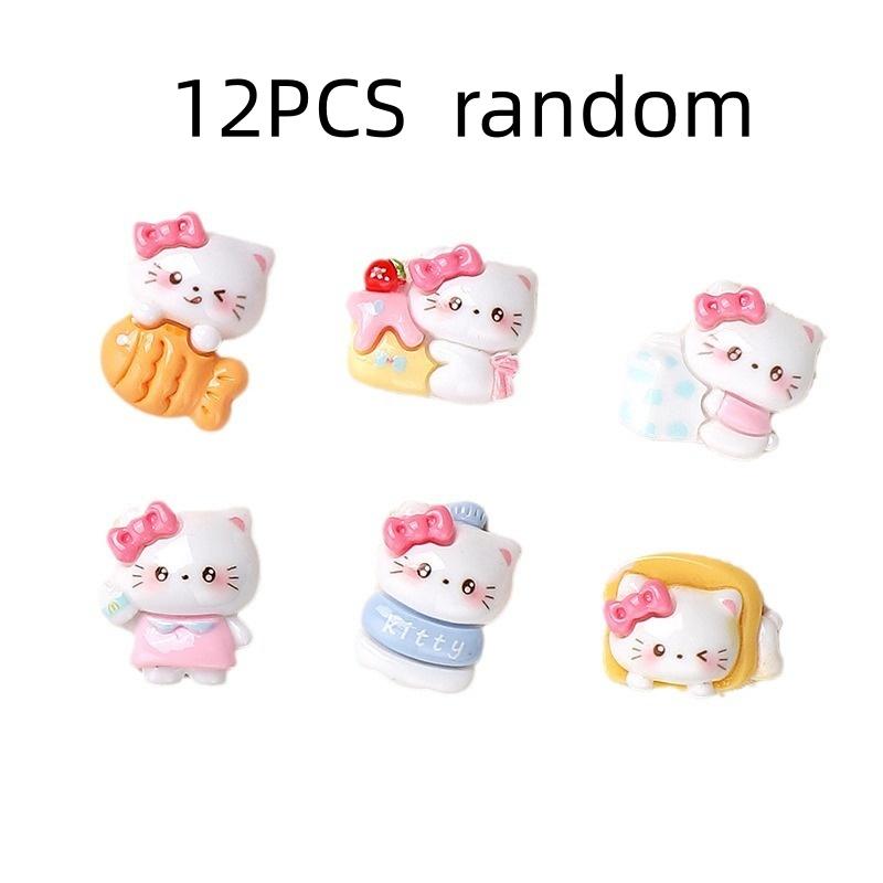 12/120PCS Cartoon DIY ResinAccessories Jewelry Fish Riding Cat Cream Glue Handmade Hair Clips Phone Case Shoe Buckle Accessories
