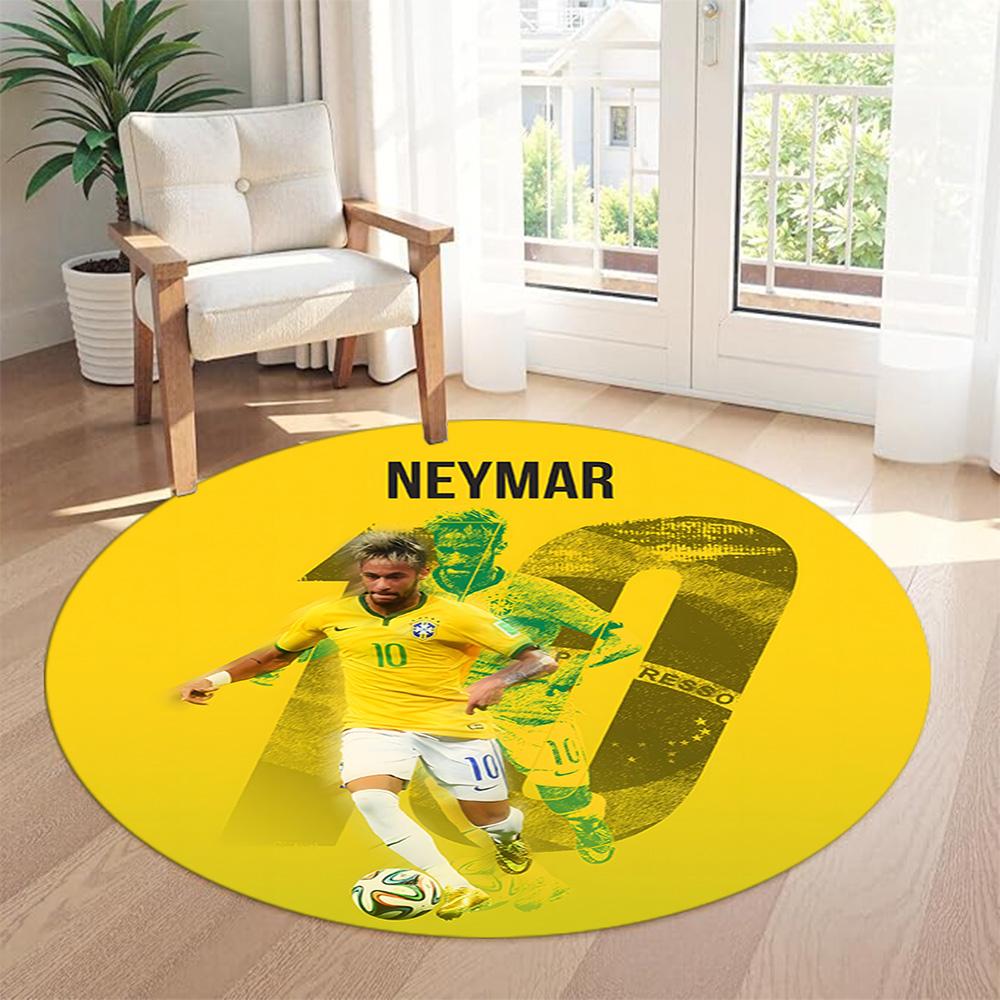 Neymar Round Carpet Suitable for Dining Room Entryway Game Room Balcony Antislip Round Carpet Anime Office Decor Perfect Gift for Friends Family