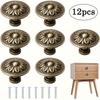 12pcs Antique Bronze Cabinet Pulls, Vintage Country Style Drawer Knobs, 0.98*1.38 Inches, for Cabinet, Closet, Dresser, with Screws