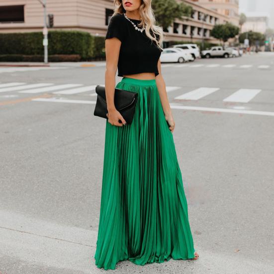 Skirt Women Solid Color Large Hem A-Line Long Skirt Work Leisure Skirt Streetwear
