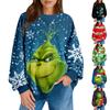 Женский повседневный рождественский принт пуловер с длинным рукавом рубашка свободного покроя свитшот