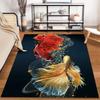 Colorful Betta Fish Design Carpet with Black Background, Living Room Decor Suitable for use as an anti-slip for living room bedroom sofas