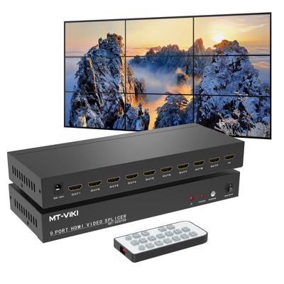 Видеостена Поддерживает выход HDMI 1080p 60 Гц и 1 вход для сращивания 9-канальный контроллер видеостены MT-VIKI, 3x3, телевизоры, 9-канальный