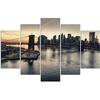 Картина из пяти частей, печать на холсте, Нью-Йорк, Бруклинский мост