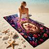 1PC Custom Name Fantasy Hedgehog Garden Beach Towel Highly Absorbent And Sand-Resistant Towel for Swimming, Pool, Yoga, And Travel Lightweight