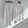 Shirt and Pants Set Summer Women's Retro Plus Size High Waist Loose Pants Cotton Linen Shirt Outfit