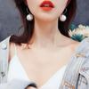 Pearl Large Round Pendant Bead Hoop Big Ball Dangle Earrings Jewelry Drop Earrings Stud Earrings