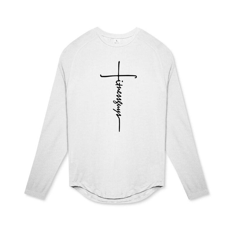 Футболка Do The Work Autumn Gym Sports Men Quick Dry Running Bodybuilding Fitness Workout Tight с длинным рукавом и принтом