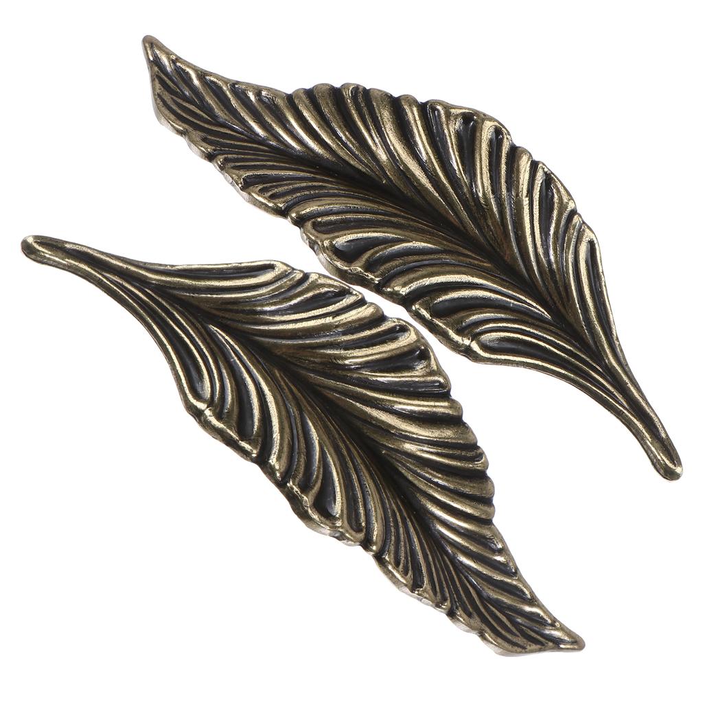 2pcs Leaf Shaped Cabinet Handle Zinc Alloy Retro Drawer Pull For Home Furniture Wine Cabinet Door Knob Decorative Handle