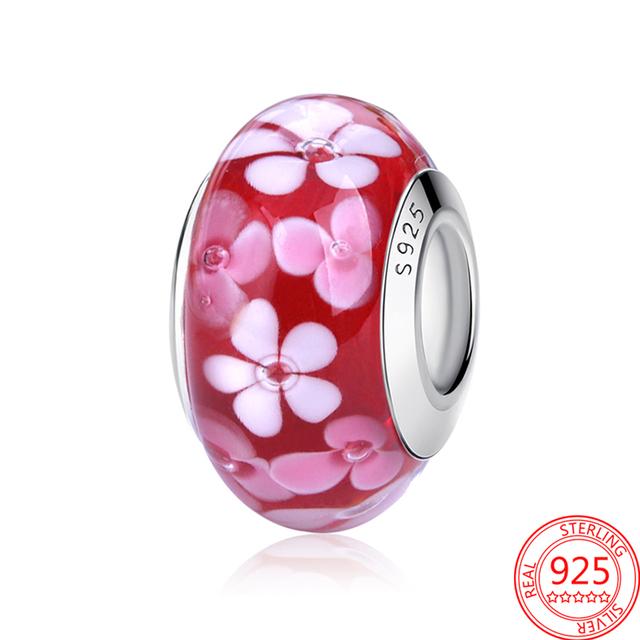 Красочные бусины из муранского стекла, волнистые стеклянные бусины, подвески, подходят для брендового браслета, женские ювелирные изделия из стерлингового серебра 925 пробы