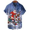 2025 Year Christmas Pattern Popular Hawaiian Men'S Shirt Short Sleeved Summer Element 3d Printed Fashion Casual Loose Tops
