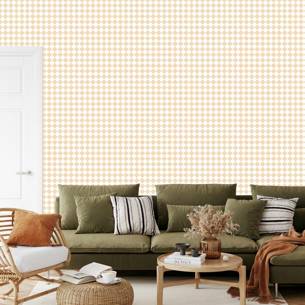 Geometric rhombus wallpaper cream, cream center 50x1000