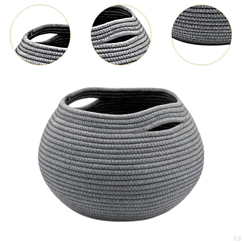 Плетеная корзина для хранения, декоративный контейнер, ящик для дома с ручкой, небольшой круглый завод для