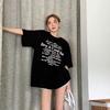 Женская летняя футболка с коротким рукавом, круглым вырезом, повседневная, с принтом букв, для подростка, пуловер, оверсайз, хлопковая футболка, топ
