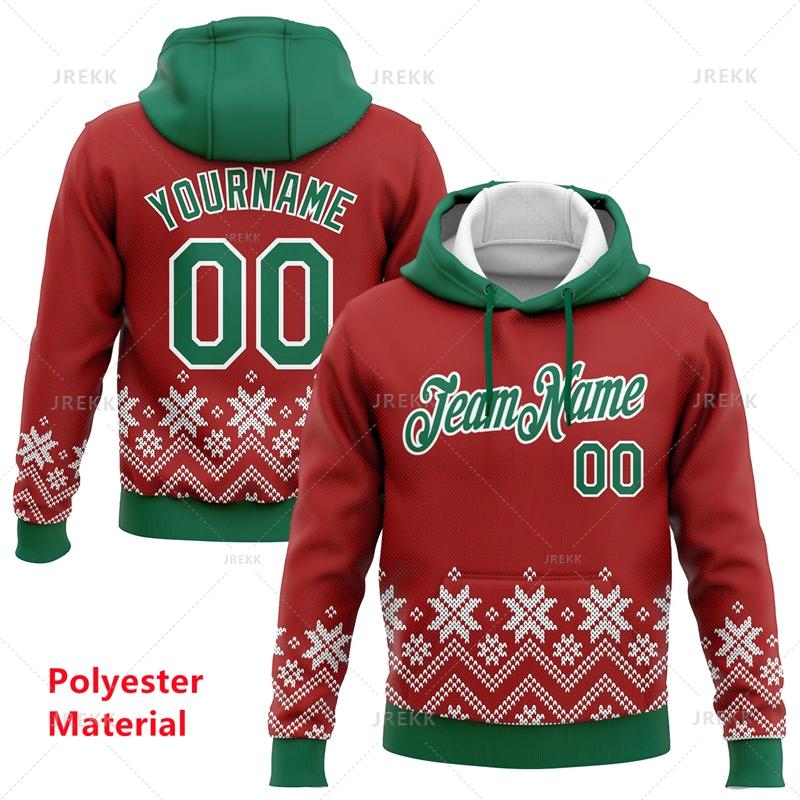 Red Green Custom Name Christmas Hoodie Men 2026 3D Printed Santa Claus Pullover Hoodies Tops Women Personalized Sweatshirt