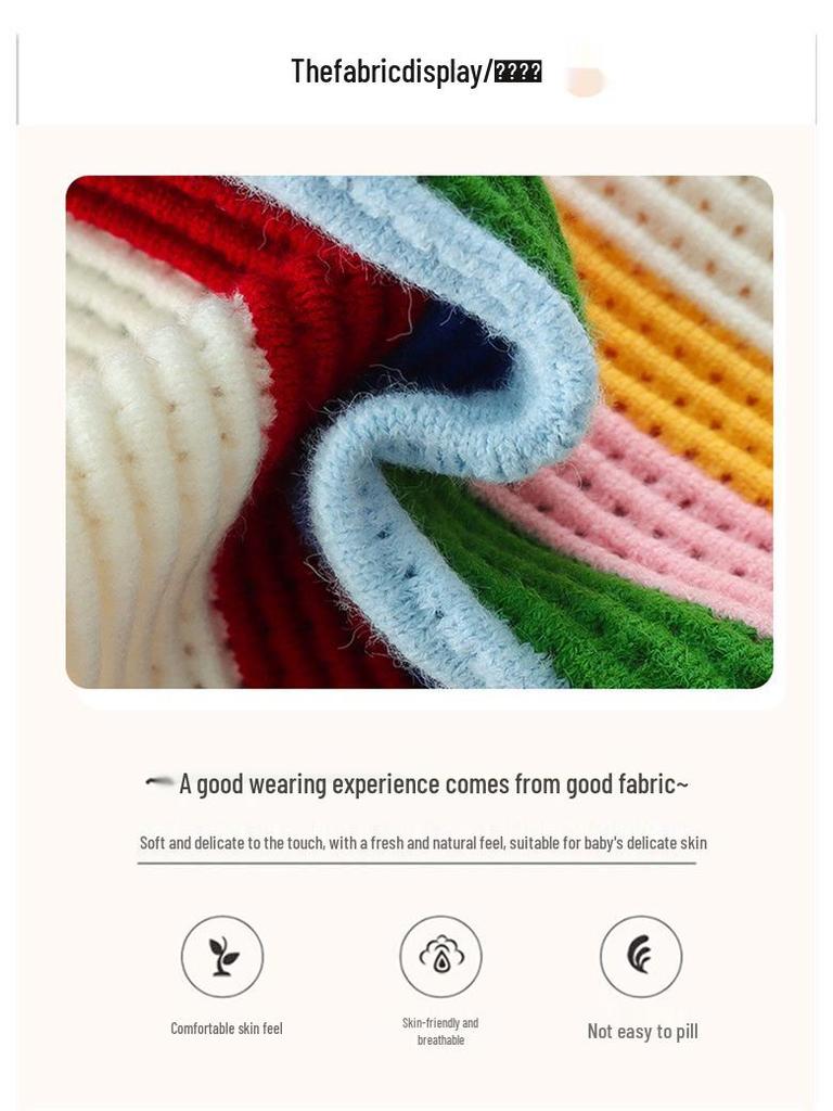 2025 Girls' Rainbow Tassel Thickened Knit Sweater - Autumn/Winter Fashionable Pullover