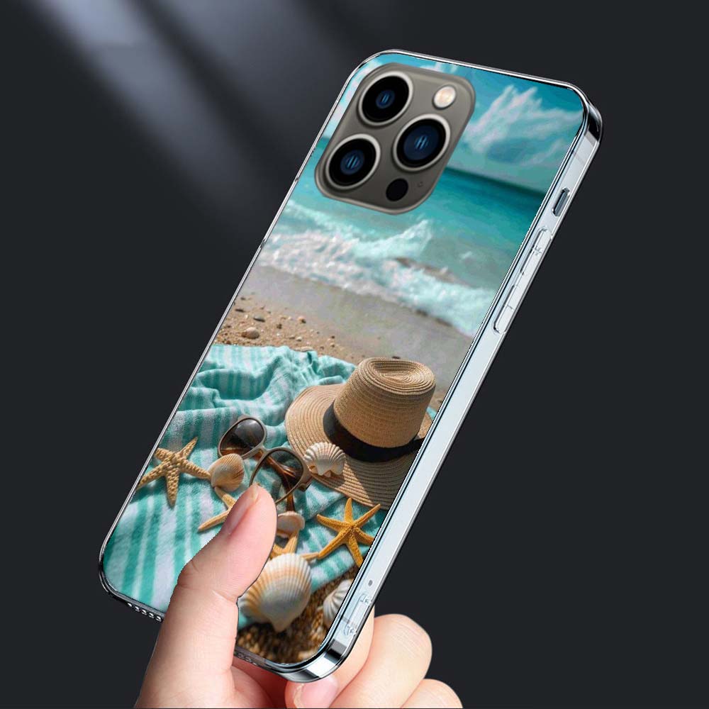 Летнее настроение Море, Пляж, Песок Чехол для телефона Для Iphone 16E 15 Pro 14 Plus 17E 16 17 Pro Max Air 11 12 13 Mini Ударопрочный Capa Cut