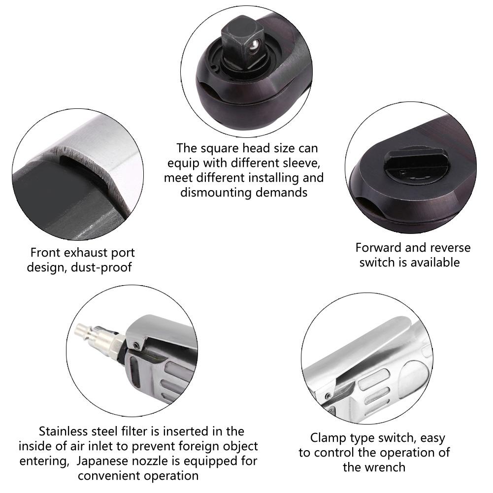 1 2 12,5 мм Сверхмощный пневматический трещоточный ключ Торсионный привод Гаечный ключ Пневматический инструмент для авторемонта